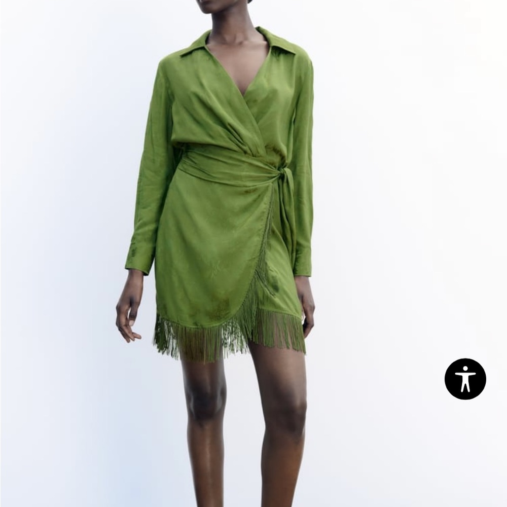 Zara Fringe Jacquard Dress NWT